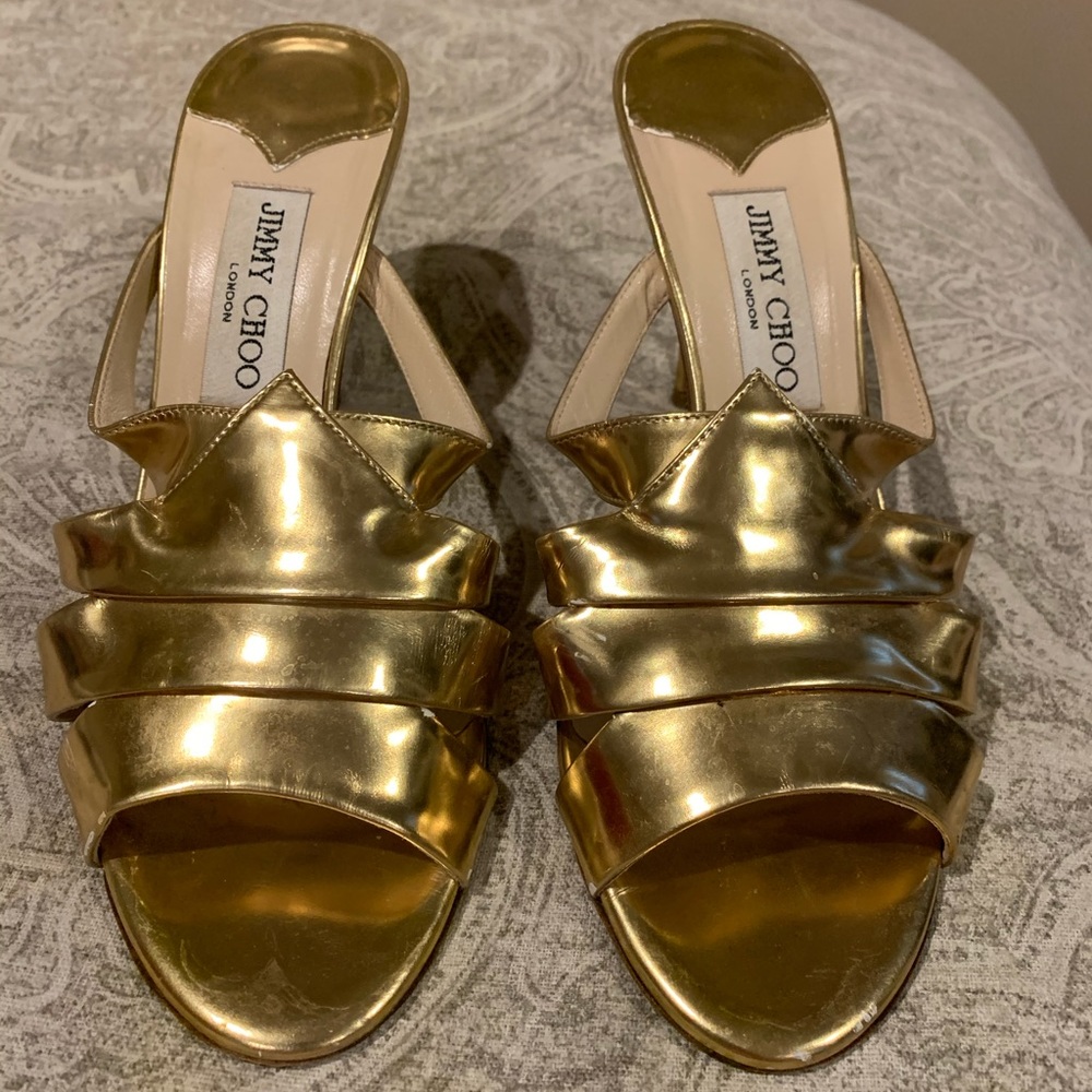 Jimmy Choo Metallic Gold Slide Sandal